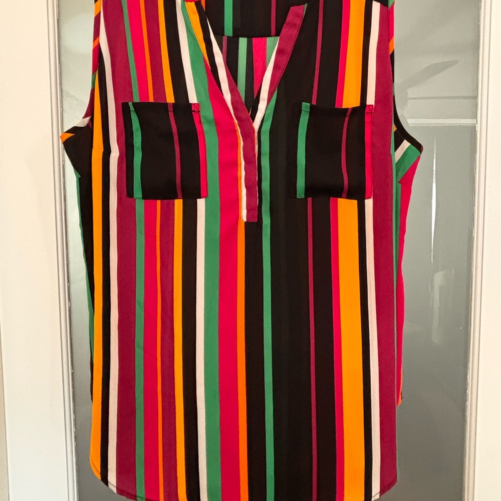 Torrid Vibrant Striped Sleeveless Blouse